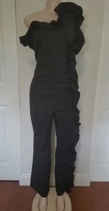 Black Ruffle Romper / Jumpsuit, Size Large